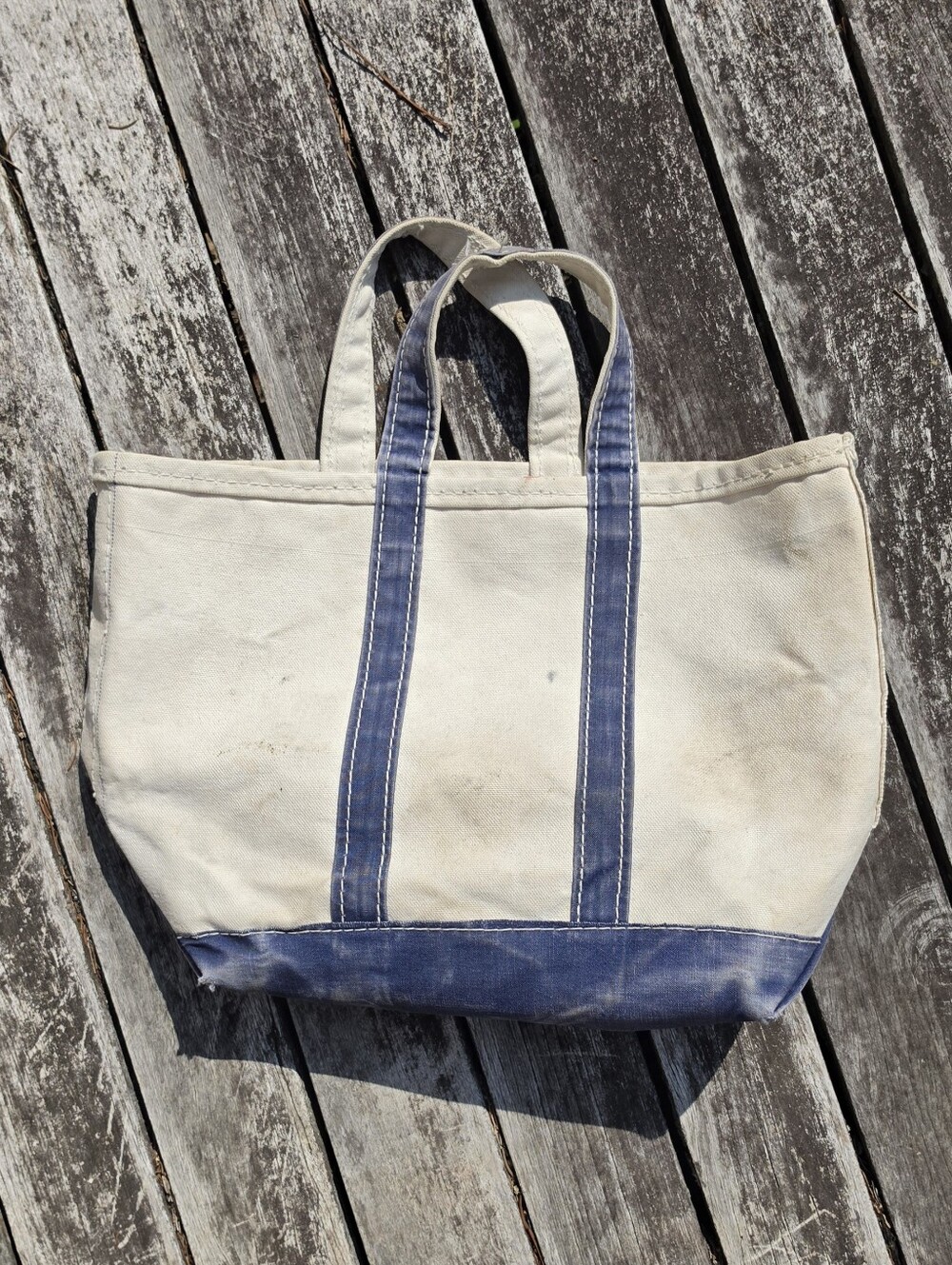 Vintage. L.L. Bean. Boat and Tote Tag 1980s. Canvas. Blue/White.